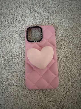 Casetify Pink Quilted i Phone 15 pro max Case with Plush Heart